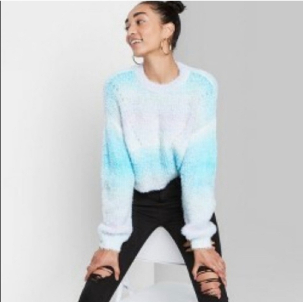 Wild Fable M Space-dye Crewneck Sweater Muted Blue AJ-1978